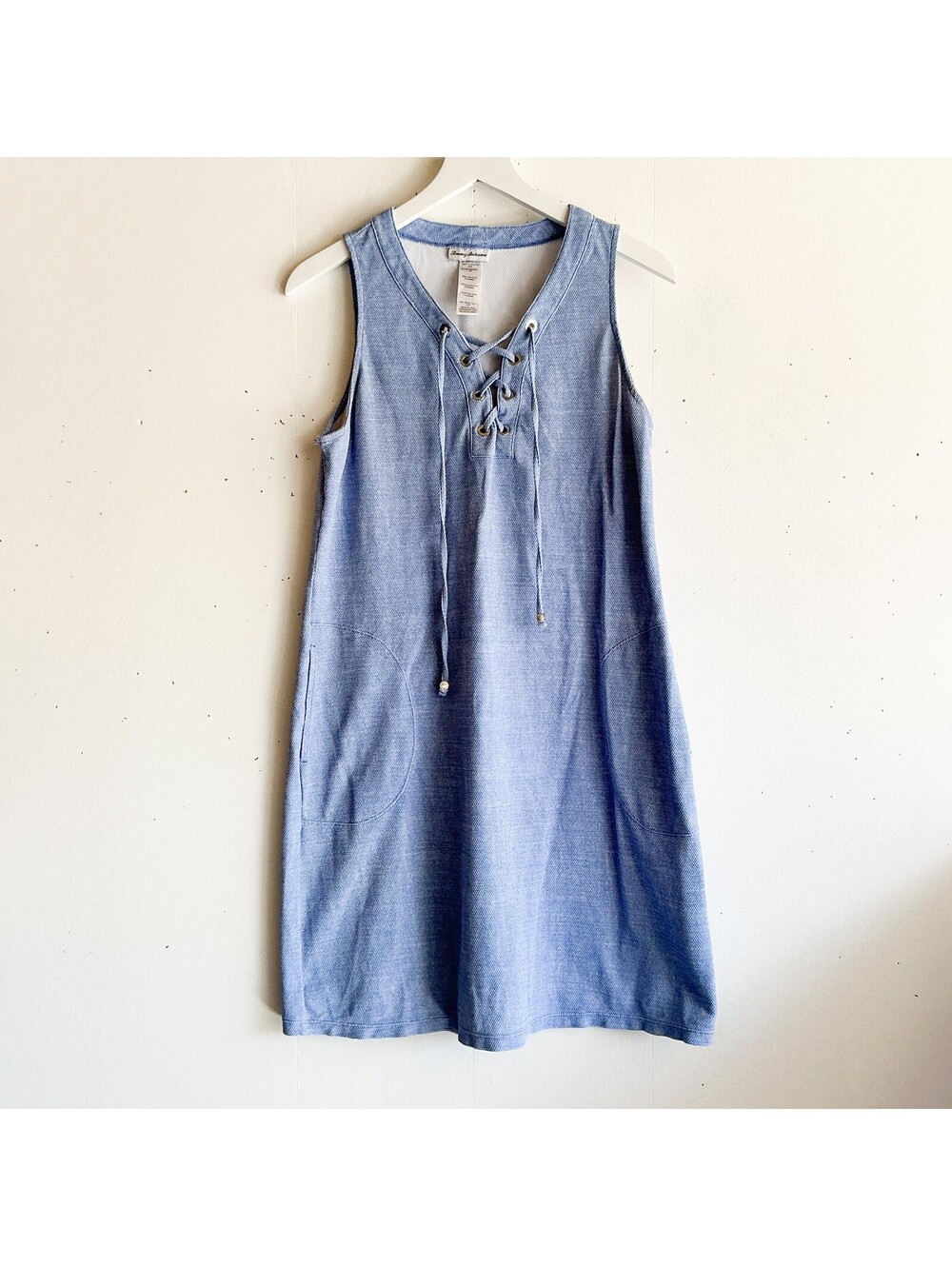 Tommy Bahama Coastal Blue Sleeveless Lace-Up Casual Sun Vacation Dress Size L/G